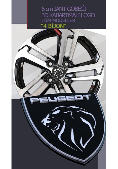 Peugeot Yeni Aslan 3d Kabartmalı 6 Cm Jant Göbeği Logo - Tüm Mode