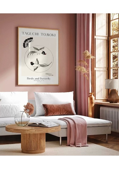Çerçevesiz Poster Taguchi Tomoki Kuşlar Ve Kelebek