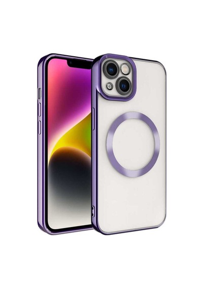 Apple Uyumlu iPhone 14 Kılıf M-safe Wireless Şarj Özellikli Zore Setro Silikon Derin Mor