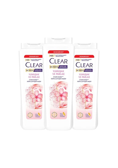 Clear Women Kepeğe Karşı Etkili Şampuan Yumuşak Ve Parlak 600 Ml X3