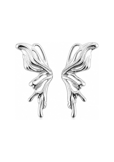 Cm Jewelry Kelebek Detaylı Gümüş Renk Çelik Küpe