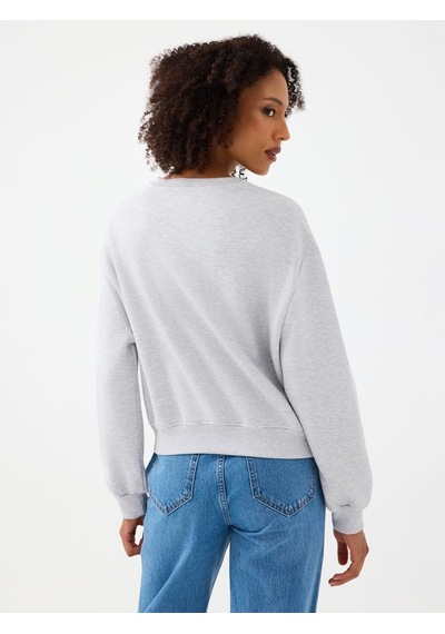 LOFT Crop Kadın Sweatshirt Lf2040749 Q1.v1 Gri Melanj