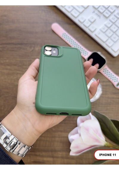 Apple iPhone 11 Uyumlu Kamera Korumalı Darbeye Dayanıklı Renk Atmayan Keep Silikon Kılıf Haki