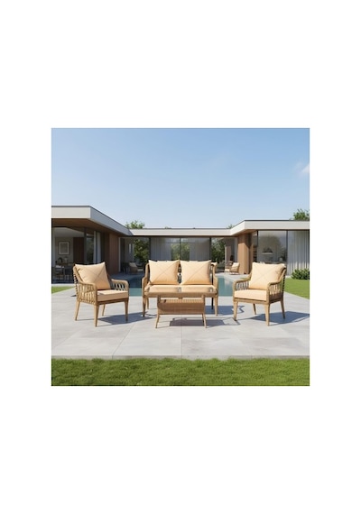Dora Garden Home Zen Rattan Bahçe Balkon Takımı 2+1+1 Camlı Masalı Kahverengi Siyah Çizgili Dora Garden Home Zen Rattan Bahçe Balkon Takımı 2+1+1 Camlı Masalı Kahverengi Siyah Çizgili