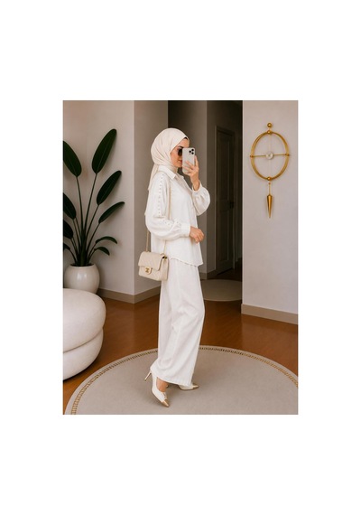Hira Life Fashion Kadın Kolu Taş Detaylı Bel Bağlamalı Salaş Keten Gömlek Pantolon İki 'li Şık Takım Beyaz Beyaz Hira Life Fashion Kadın Kolu Taş Detaylı Bel Bağlamalı Salaş Keten Gömlek Pantolon İki 'li Şık Takım Beyaz Beyaz