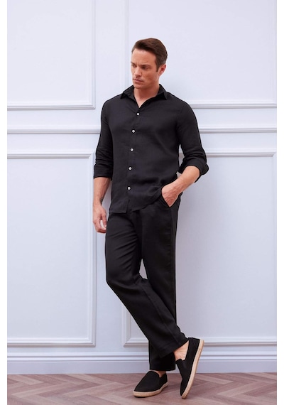 DeFacto %100 Keten Relax Fit Rahat Kesim Düz Paça Yazlık Pantolon - C1117AX25SPBK81 DeFacto %100 Keten Relax Fit Rahat Kesim Düz Paça Yazlık Pantolon - C1117AX25SPBK81