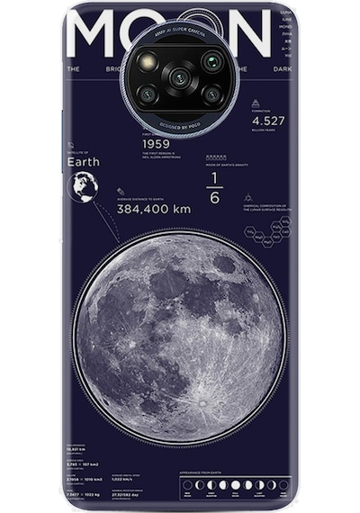 Xiaomi Poco X3 Pro Kılıf Resimli Desenli Baskılı Silikon Moon info 1424