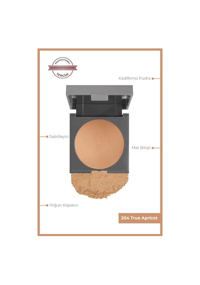 Alix Avien Mat Bitişli Sabitleyici Yoğun Kapatıcı Pudra Baked Powder 204 True Apricot 0