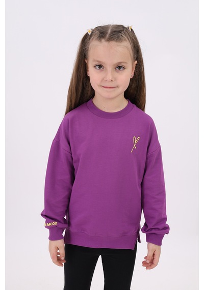 Toontoy Kids Toontoy Kız Çocuk Nakışlı Sweatshirt Mor