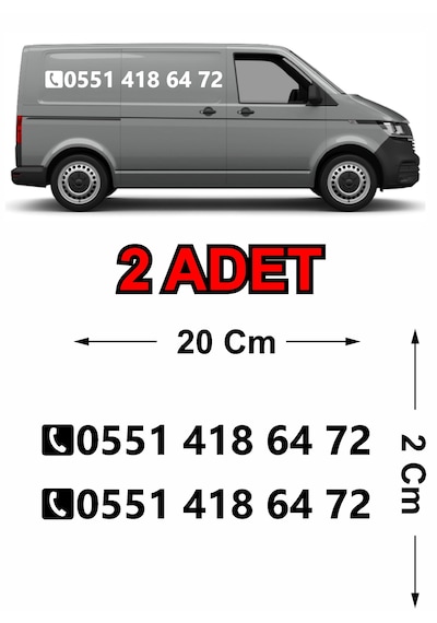 Kişiye Özel Telefon Numarası Sticker - Araba Oto Motosiklet Karavan Cam Araç Sticker - 00143 20X2 Cm