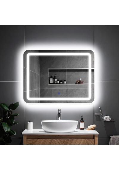 Quadra Led'li Kumlamalı Lavabo &amp Banyo Aynası Dokunmatik Sensörlü Beyaz Led 80 X 60 Diğer