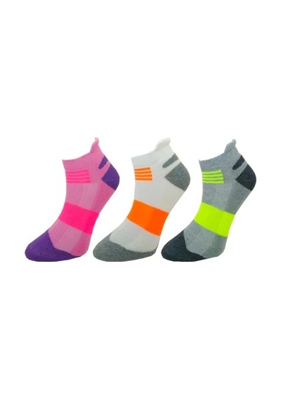 Bijutek Kadın Renkli Spor Çorabı Patik Çorap 3 Çift Çok Renkli