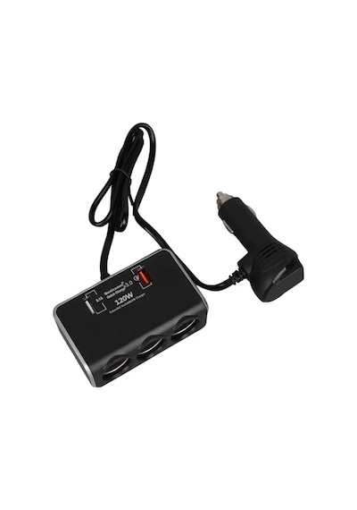 Sh Olesson 1639 12-24v 3lü Çift Usbli 120w 80cm Kablolu Dijital Ekranlı Araç Çakmak Çoklayıcı Najmaddin