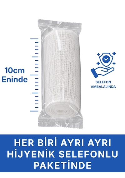 5 Adet Elastik Sargı Bezi 10cm X 4m Gerildiğinde Tek Tek Paketli, Vücuda Uyumlu Esnek Medikal Gazlı Bez