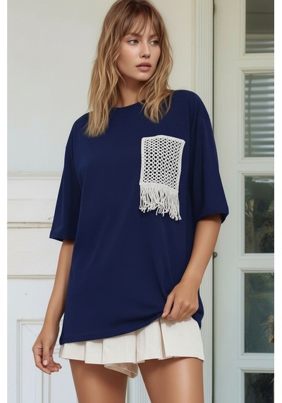 Mamayaga Kadın Bisiklet Yaka Yarım Kol Basic Pamuk Düz Cep Örgü Curve Büyük Beden Tshirt Lacivert 54 - 56 Mamayaga Kadın Bisiklet Yaka Yarım Kol Basic Pamuk Düz Cep Örgü Curve Büyük Beden Tshirt Lacivert 54 - 56