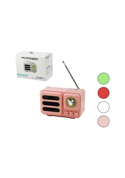 Platoon Pl-4708 Hoparlör Ve Speaker Ve Radyo Dc 5v Işıklı Wireless Usb Şarjlı Renkli Kasa Tf