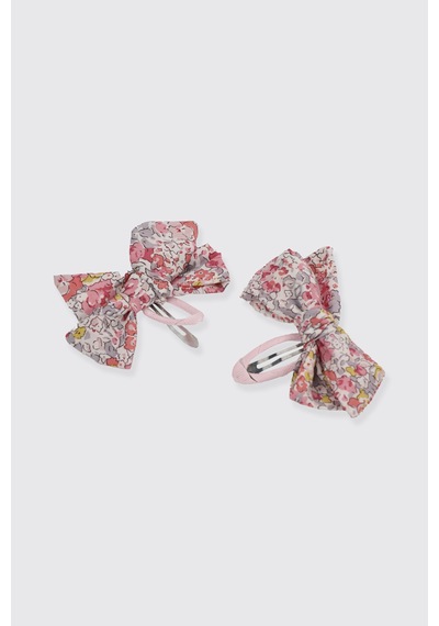 Panço Liberty Kumaş Çiçek Desenli Kız Çocuk Toka Pembe