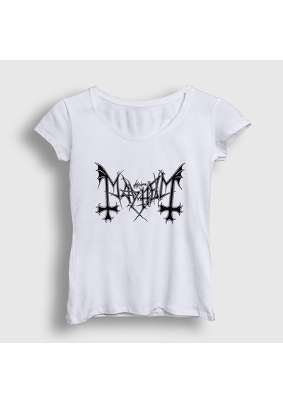 Presmono Kadın Logo Mayhem T-shirt Beyaz