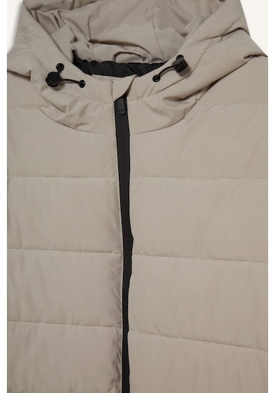 Defacto Su İtici Slim Fit Dar Kesim Astarlı Kapüşonlu Fermuarlı Cepli Dolgulu Mont R0216az25aubg766 Bej-bg766