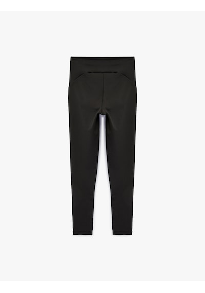 Koton Yüksek Bel Slim Fit Dikiş Detaylı İnterlok Spor Tayt Siyah 6sak40203nk