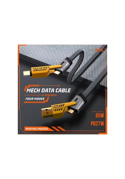 4 Ü 1 Arada 65w Hızlı Şarj Kablosu Usb Ve Type-c Girişli, Örgülü Dayanıklı 11