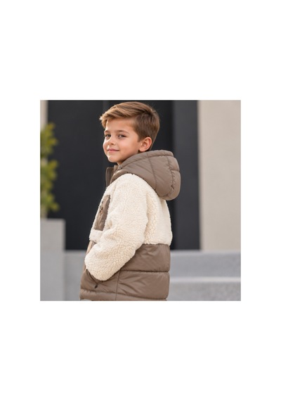 Maxx Kleın Erkek Çocuk Toprak Rengi Kapüşonlu Peluş Görünümlü Mont Fermuarlı Cepli, İki Renkli Günlük Çocuk Dış Giyim Altın Maxx Kleın Erkek Çocuk Toprak Rengi Kapüşonlu Peluş Görünümlü Mont Fermuarlı Cepli, İki Renkli Günlük Çocuk Dış Giyim Altın