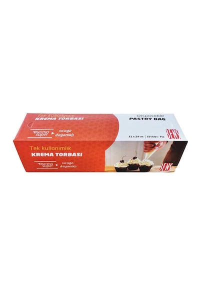 Tek Kullanımlık Krema Torbası Turuncu Sıcağa Dayanıklı 51 Cm - 50 Adet Diğer