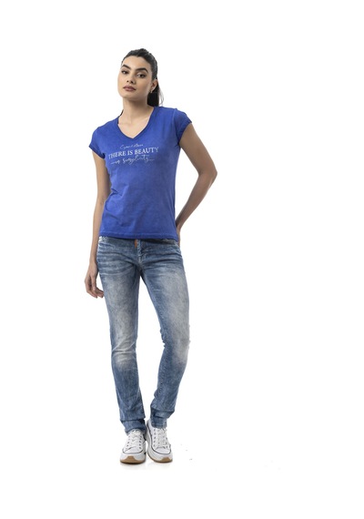 Wt396 Women's Graphic Print T-shirt Çok Renkli