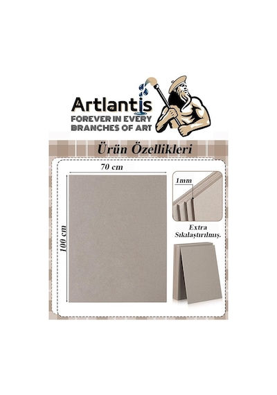 Mukavva Gri 1 mm 70x100 cm 5 Adet Sert Karton Ekstra Sıkıştırılmış 70*100 Mukavva Gri Renkli 5 Adet