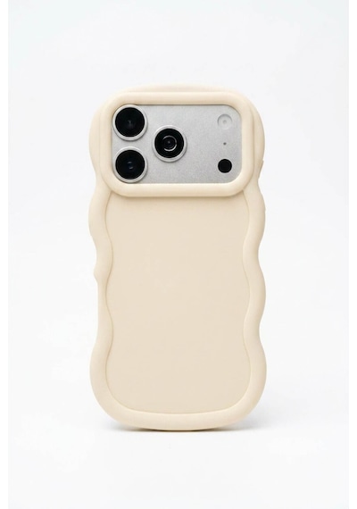 Apple iPhone 17 Pro Uyumlu Dalgalı Tasarım Kamera Korumalı Mat Silikon Kılıf-54173 Beyaz
