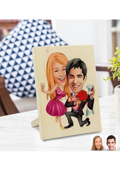 Kişiye Özel Sevgililer Karikatürlü Dekoratif Ahşap Çerçeve Model (539866815)