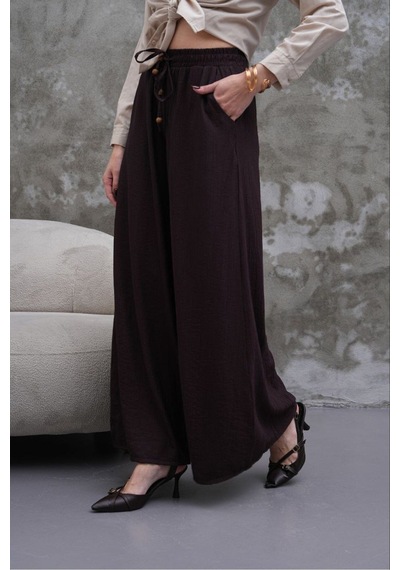 Rawea Kadın Modal Kumaş Etek Pantolon - Oversize & Geniş Paça Kahverengi