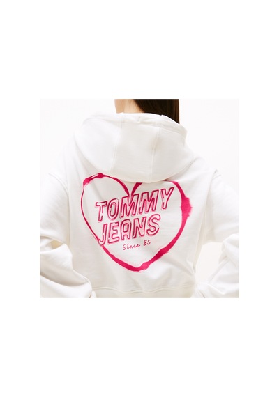 Tommy Hilfiger Tommy Jeans Crop Heart Slim Kadın Beyaz Sweatshirt Dw0dw21408 BEYAZ