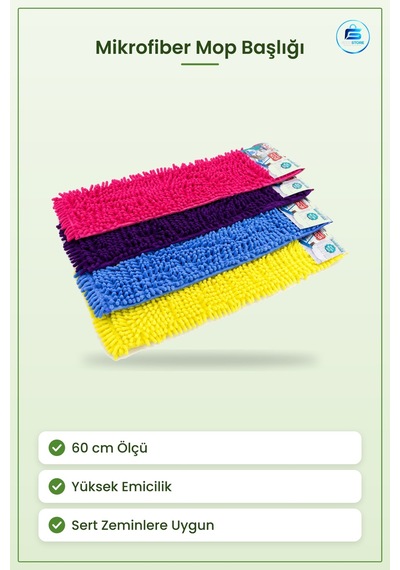 Mikrofiber Yedek Mop Başlığı 60 Cm Makarna Yüksek Emicilik Sert Z