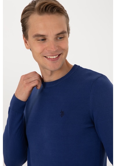 U.S. Polo Assn. Erkek Slim Fit Bisiklet Yaka İndigo Basic Kazak 50313713-VR028