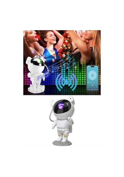 Hubrendy  Projeksiyon Astronot Lamba Speaker Sevimli Astronot Bluetooth Hoparlör