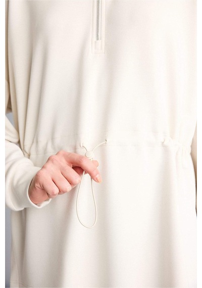 Defacto Long Fıt Dik Yaka Modal Sporcu Sweatshirt F9065ax26sper218 Ekru-er218