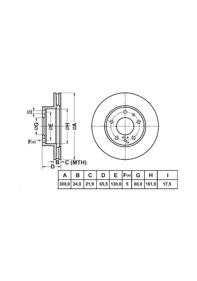 MGA 50108 Fren Diski Ön Ducato 94-16 / Boxer 94-16 / Jumper 94-16 Havalı 300Mm