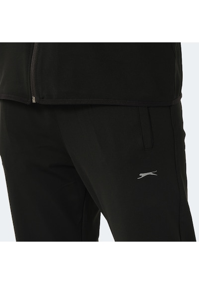 Slazenger ORRA IN Erkek Fermuarlı Dik Yaka Cepli Siyah Eşofman Takımı