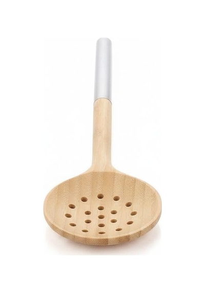 Haus%100 Doğal Akasya Ahşap & Paslanmaz Çelik 3'lü Mutfak Seti Kaşık, Spatula, Kevgir Isıya Dayanıklı Ve Ş