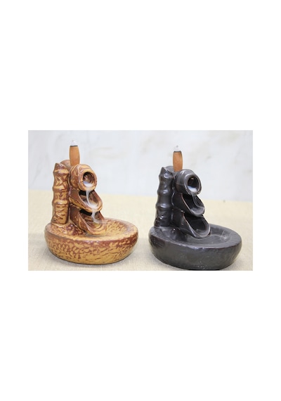 2 Adet Seramik Geri Akış Tütsülük Geri Akış Tütsü Brülör Backflow Incense Burner, 10x10 Cm Model Alk4436