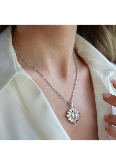 Okyanusun Kalbi Sky Diamond Gümüş Kolye Gümüş