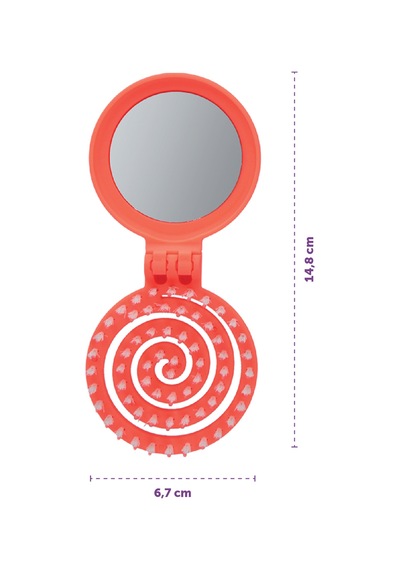 Beauty Makaron Extension Saç Fırçası - Kaynak Saçlara Özel, 3d Esnek, Aynalı, Çanta Boy Pastel Neon Mercan