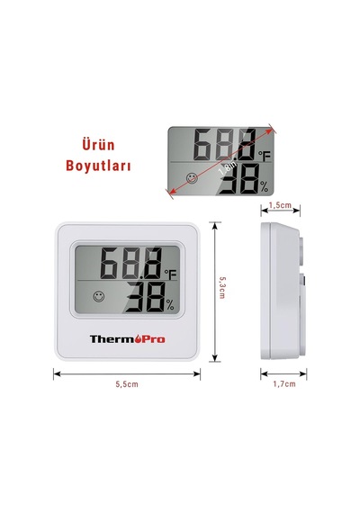 Tp157w İç Mekan Sera, Dolap, Bebek Odası Hassas Sıcaklık Ve Nem Ölçer Mini Termometre