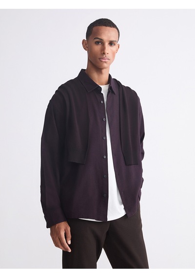 Lcw Vision Bordo Regular Fit Uzun Kollu Gabardin Erkek Gömlek