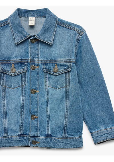 Koton Düğmeli Uzun Kollu Pamuklu Denim Ceket Orta İndigo 6skb20004td İndigo
