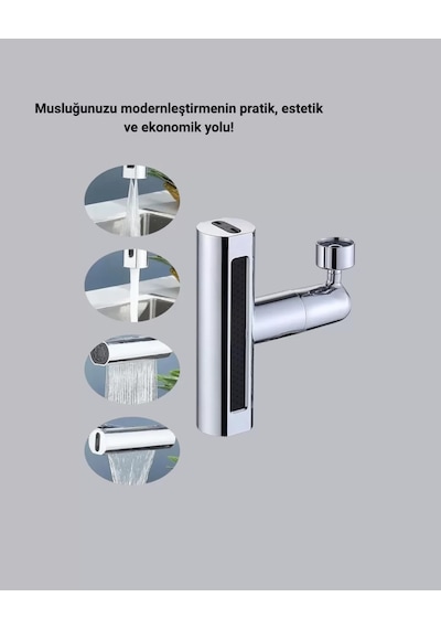 Abs Pirinç Alaşımlı Musluk Başlığı 4 Modlu 360 Dönebilen Ve Ekonomik Çok Renkli