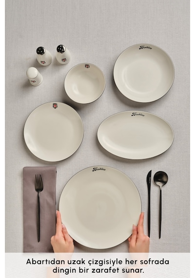 Karaca Lisanslı Elegance Bone Gold 53 Parça 12 Kişilik Yemek Takımı Siyah