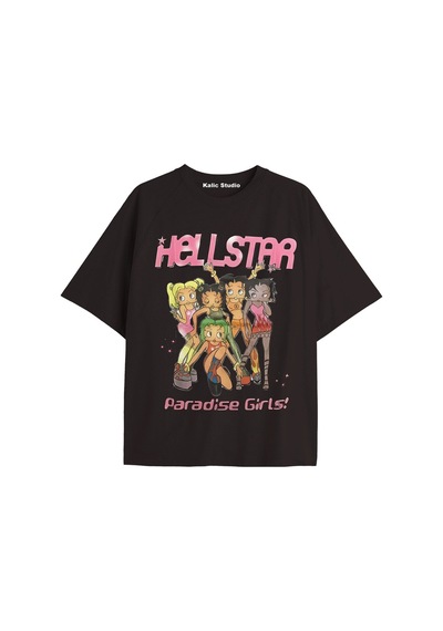 Kalic Studio Betty Boop Hellstar Oversize T-shirt Siyah