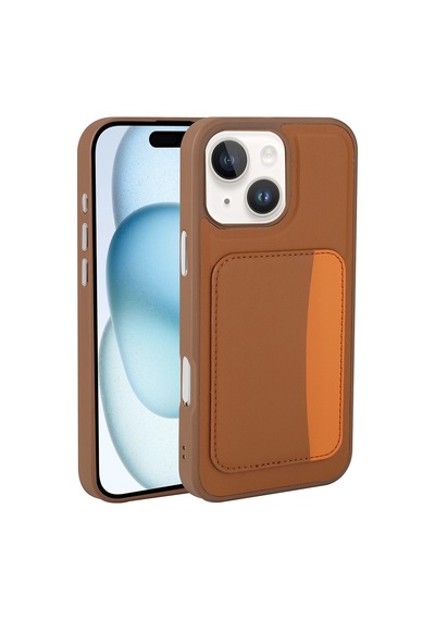 Zore Apple iPhone Uyumlu 14 Kılıf Kartlıklı Zore X-kart Silikon Kapak - Kahverengi
